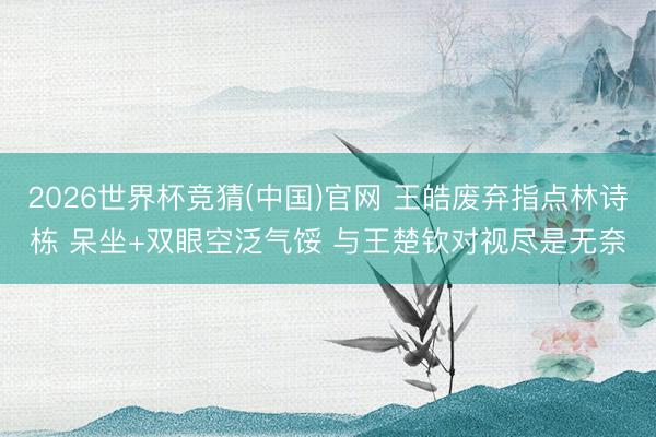 2026世界杯竞猜(中国)官网 王皓废弃指点林诗栋 呆坐+双眼空泛气馁 与王楚钦对视尽是无奈