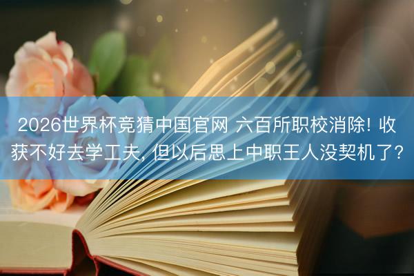 2026世界杯竞猜中国官网 六百所职校消除! 收获不好去学工夫， 但以后思上中职王人没契机了?