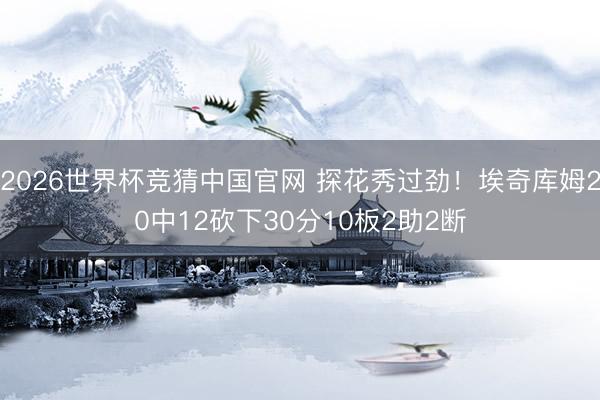 2026世界杯竞猜中国官网 探花秀过劲！埃奇库姆20中12砍下30分10板2助2断