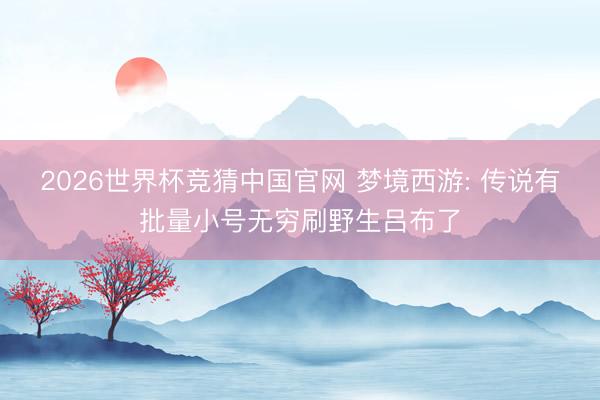 2026世界杯竞猜中国官网 梦境西游: 传说有批量小号无穷刷野生吕布了
