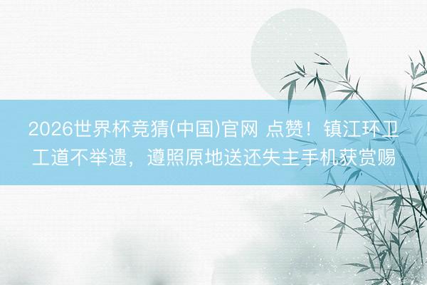 2026世界杯竞猜(中国)官网 点赞!镇江环卫工道不举遗,遵照原地送还失主手机获赏赐