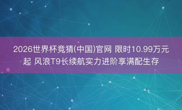 2026世界杯竞猜(中国)官网 限时10.99万元起 风浪T9长续航实力进阶享满配生存