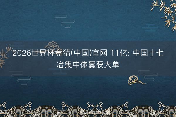 2026世界杯竞猜(中国)官网 11亿: 中国十七冶集中体囊获大单