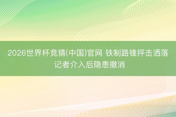 2026世界杯竞猜(中国)官网 铁制路锥抨击洒落 记者介入后隐患撤消