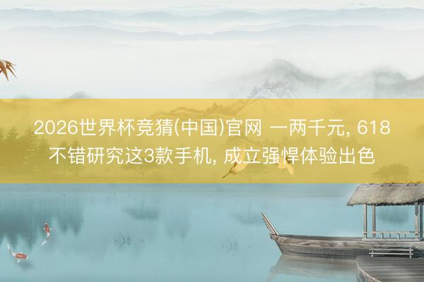2026世界杯竞猜(中国)官网 一两千元, 618不错研究这3款手机, 成立强悍体验出色
