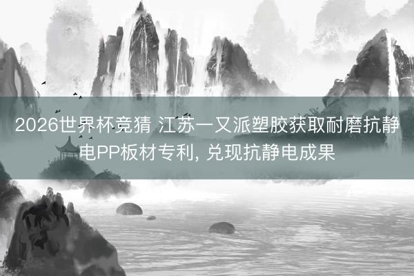 2026世界杯竞猜 江苏一又派塑胶获取耐磨抗静电PP板材专利， 兑现抗静电成果
