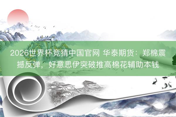 2026世界杯竞猜中国官网 华泰期货：郑棉震撼反弹，好意思伊突破推高棉花辅助本钱