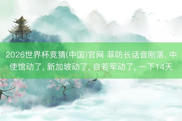 2026世界杯竞猜(中国)官网 菲防长话音刚落， 中使馆动了， 新加坡动了， 自若军动了， 一下14天