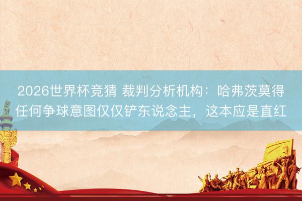 2026世界杯竞猜 裁判分析机构：哈弗茨莫得任何争球意图仅仅铲东说念主，这本应是直红
