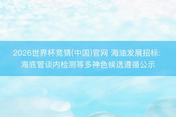 2026世界杯竞猜(中国)官网 海油发展招标: 海底管谈内检测等多神色候选遵循公示