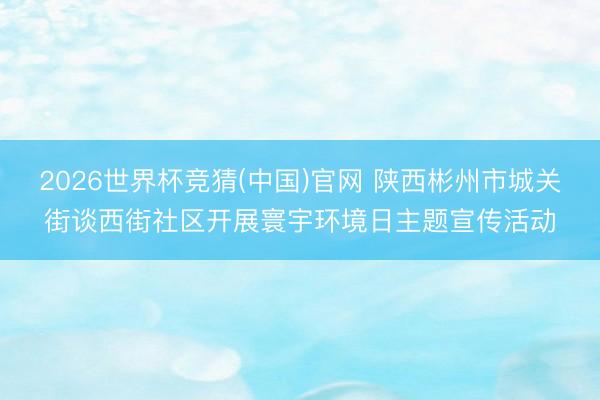 2026世界杯竞猜(中国)官网 陕西彬州市城关街谈西街社区开展寰宇环境日主题宣传活动