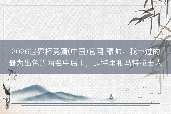 2026世界杯竞猜(中国)官网 穆帅：我带过的最为出色的两名中后卫，是特里和马特拉王人