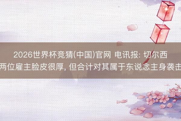 2026世界杯竞猜(中国)官网 电讯报: 切尔西两位雇主脸皮很厚， 但合计对其属于东说念主身袭击