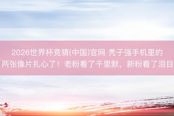 2026世界杯竞猜(中国)官网 秃子强手机里的两张像片扎心了！老粉看了千里默，新粉看了泪目