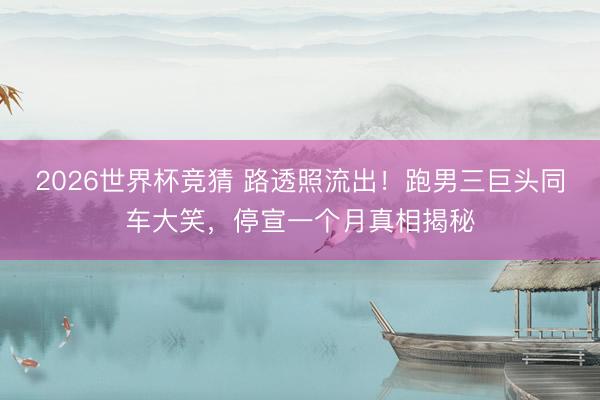 2026世界杯竞猜 路透照流出!跑男三巨头同车大笑,停宣一个月真相揭秘
