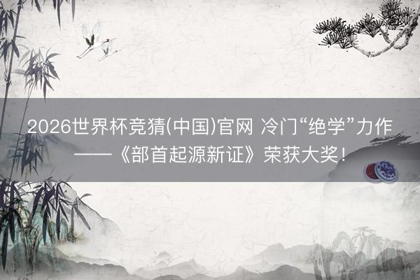 2026世界杯竞猜(中国)官网 冷门“绝学”力作——《部首起源新证》荣获大奖！