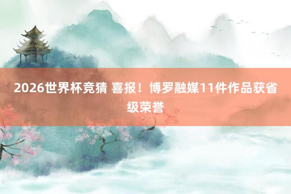 2026世界杯竞猜 喜报!博罗融媒11件作品获省级荣誉