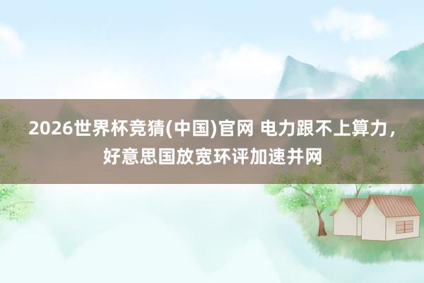 2026世界杯竞猜(中国)官网 电力跟不上算力，好意思国放宽环评加速并网